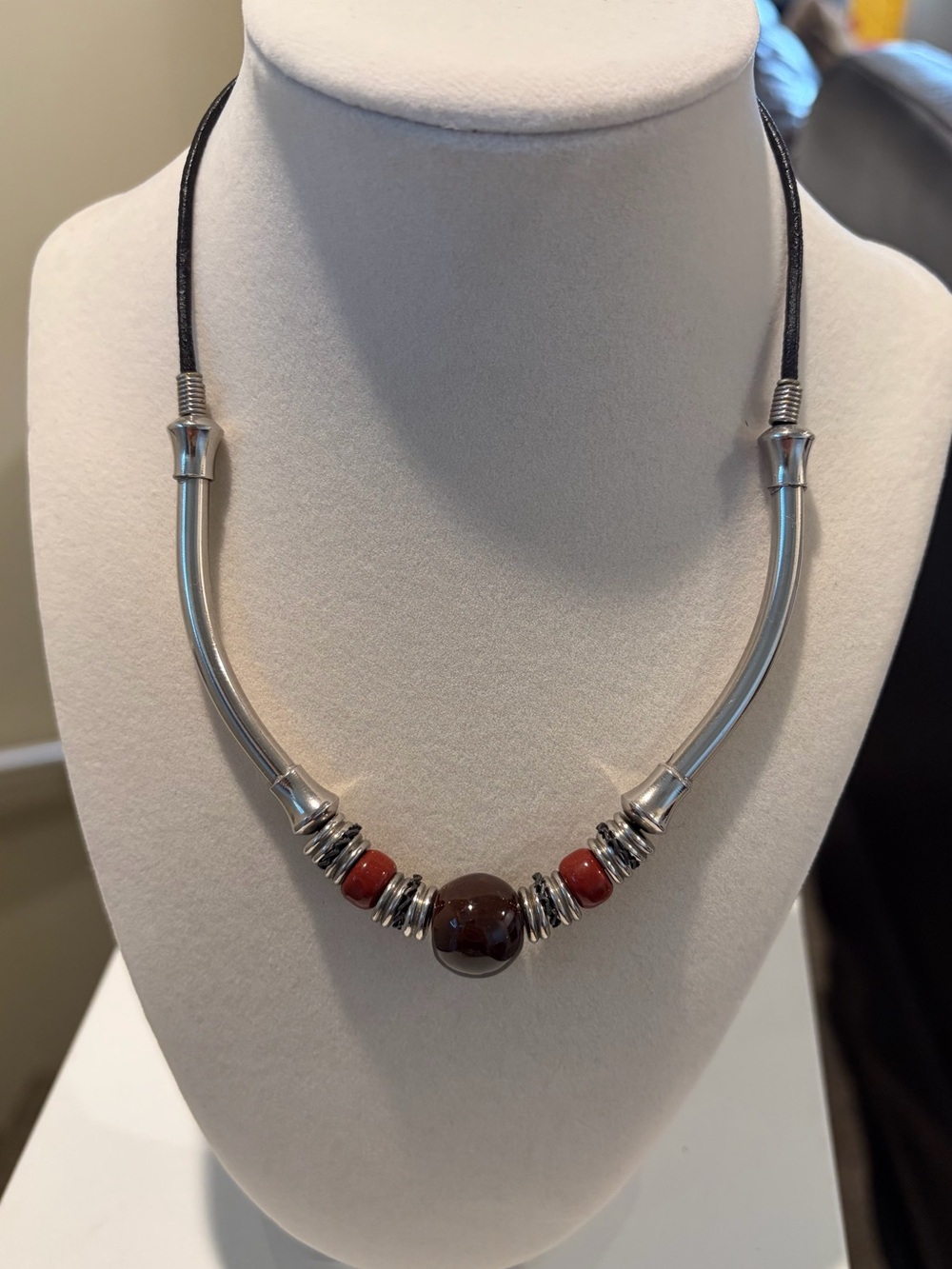 Unique silver and multi stone necklace